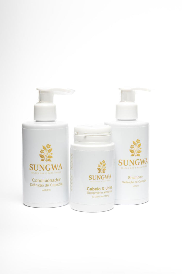 COLEÇÃO SUNGWA DEFINIÇÃO & FORÇA

Shampoo + Condicionador 3 em 1 + Suplemento Alimentar cabelo & unha